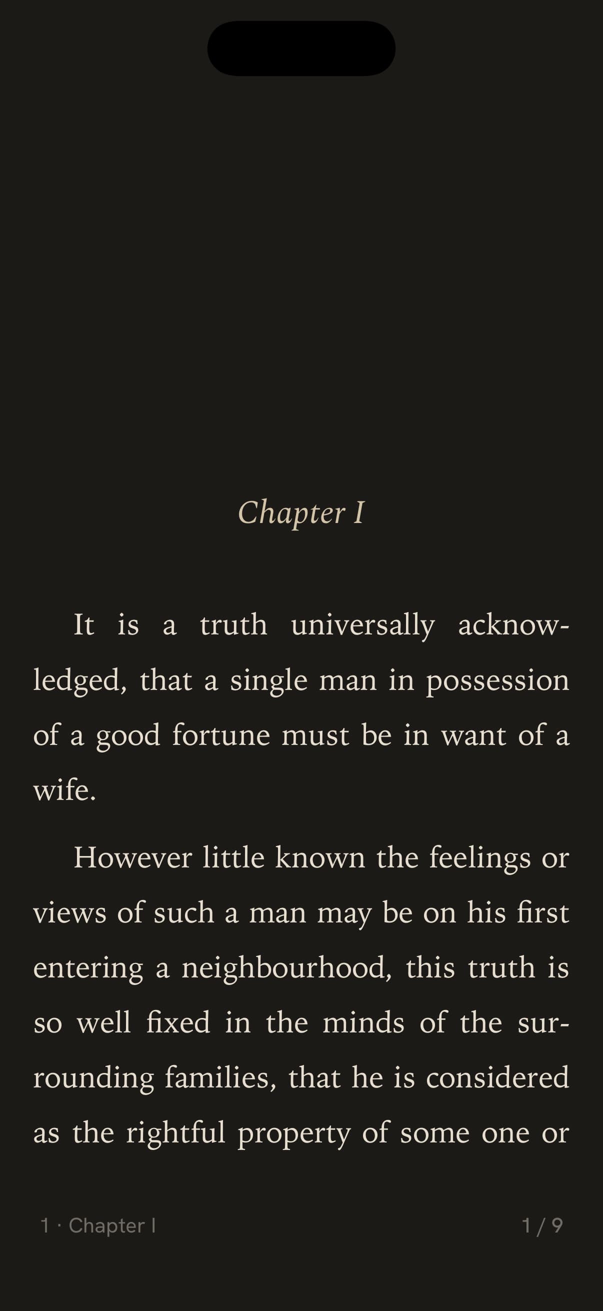 A chapter open in the reader, typeset for the phone